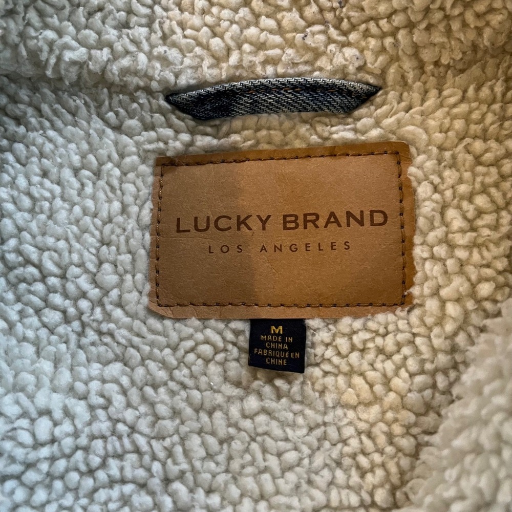 Lucky Brand Sherpa Trucker Jacket Women Med Blue Denim Cotton Lined MSRP$149 - Picture 5 of 8